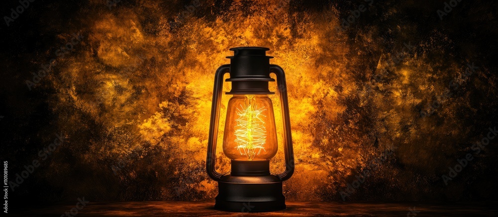 Poster elegant kerosene lamp illuminating a dark space creating a warm and inviting atmosphere with vintage