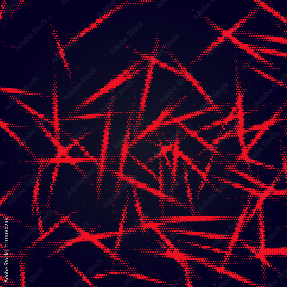 Poster monochrome round particles on a dark background. abstract background. halftone background.