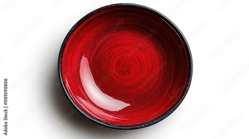Poster ceramic red plate with a glossy finish displayed on a clean white background showcasing its vibrant 