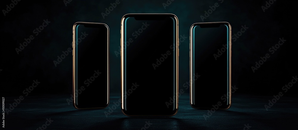 Poster mobile phone display mockup for app showcase in a modern dark setting highlighting technology and di