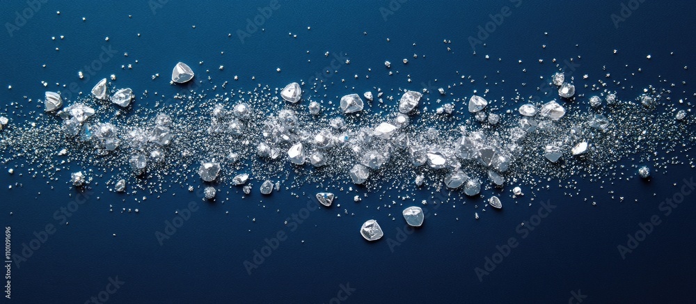 Poster silver sparkles and gemstones shimmer elegantly on a deep blue background creating a luxurious and f