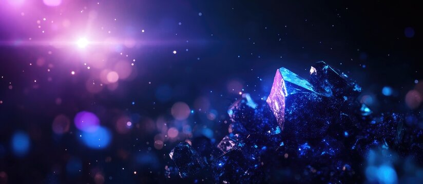 Rhodium IV Oxide RhO2 Crystals with Colorful Background and Sparkling Effects