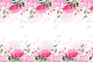 Fotobehang Tropische Bladeren Watercolor flower frame background vector   © Adorabella