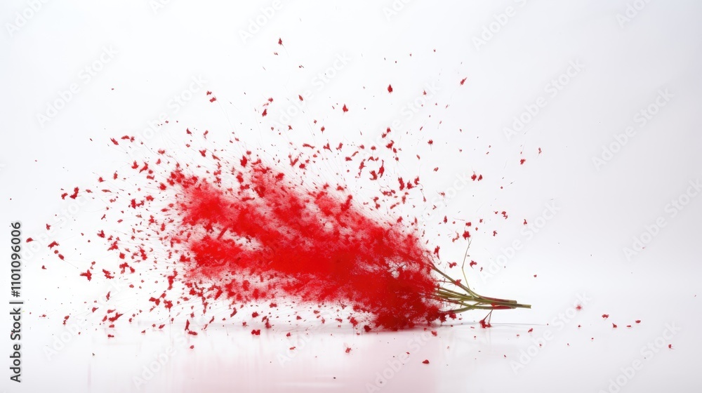 Poster vibrant red firecracker display creating dynamic bursts against a clean white background capturing f