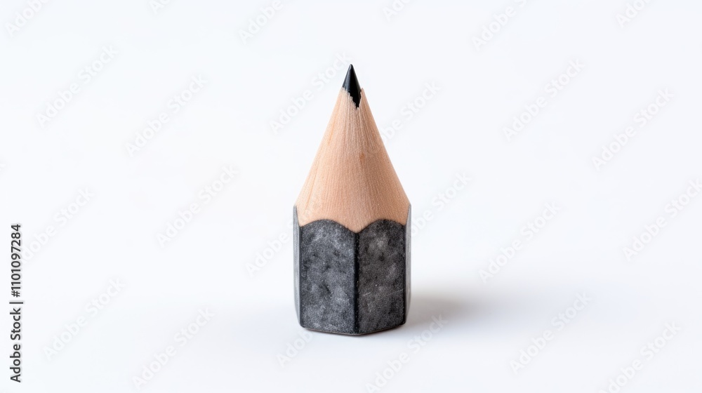 Poster close up of sharpened pencil with a rubber eraser on a bright white background showcasing its detail