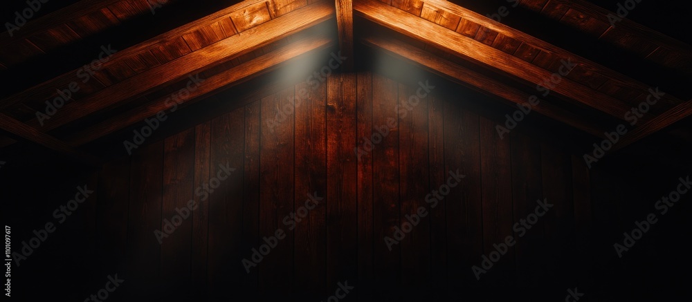 Aufkleber rustic wooden ceiling with beams illuminated by soft light showcasing architectural beauty and struc