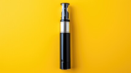 Modern electronic cigarette on a vibrant yellow glossy background highlighting sleek design and contemporary vaping lifestyle trends.