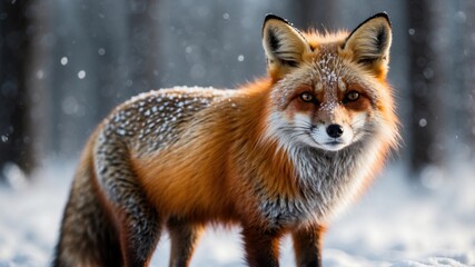 Obraz premium red fox in snow