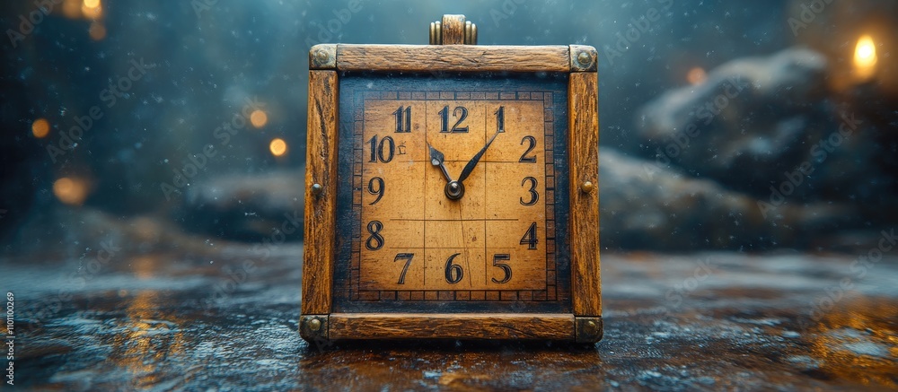 Aufkleber antique wooden calendar on a rustic surface surrounded by a moody atmospheric background with soft l