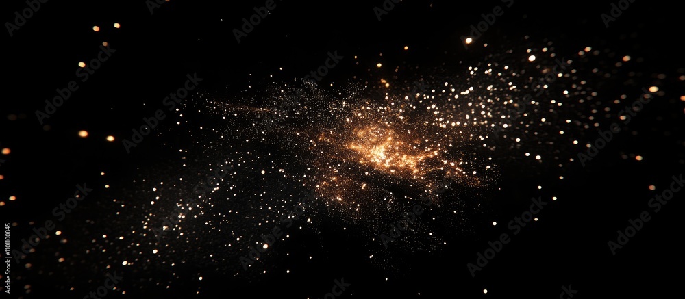 Poster Cosmic fireworks illuminating the night sky with dazzling sparkles and a deep black backdrop creating a stunning visual spectacle.