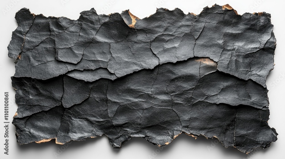 Poster black ripped paper texture with rugged edges on a white background ideal for adding text or creative