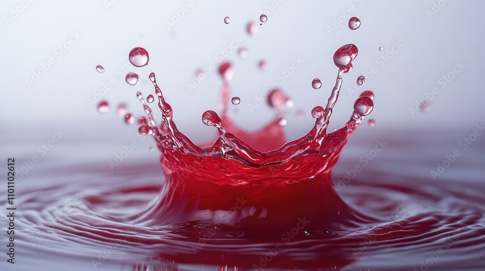 Aufkleber red water splash creating dynamic droplets on a white background showcasing motion and elegance in f