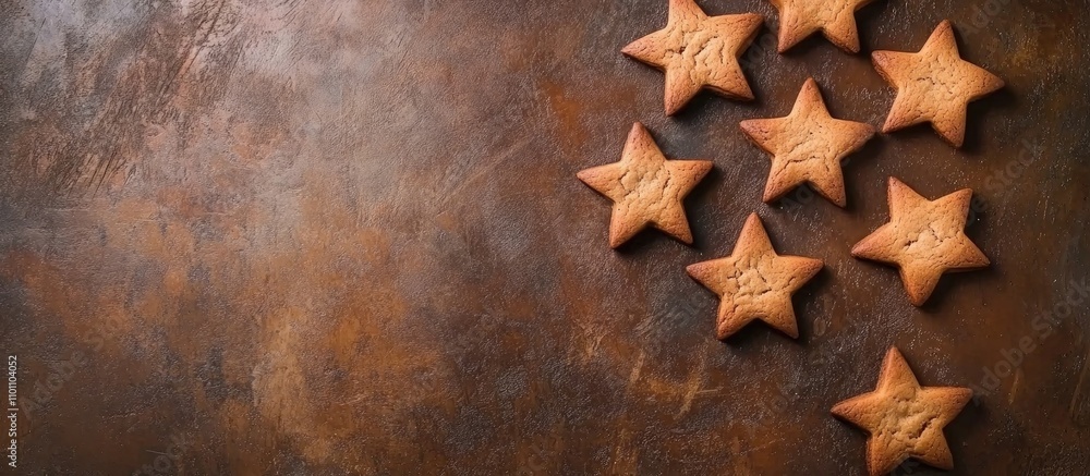 Aufkleber star shaped gingerbread cookies arranged on a rustic surface ideal for festive holidays and santa's 