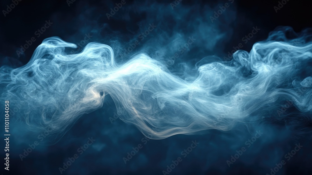 Poster abstract white smoke swirling gracefully on a dark background creating a mystical and artistic atmos