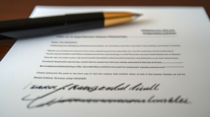 Obraz premium Formal Business Contract or Agreement with Handwritten Signature