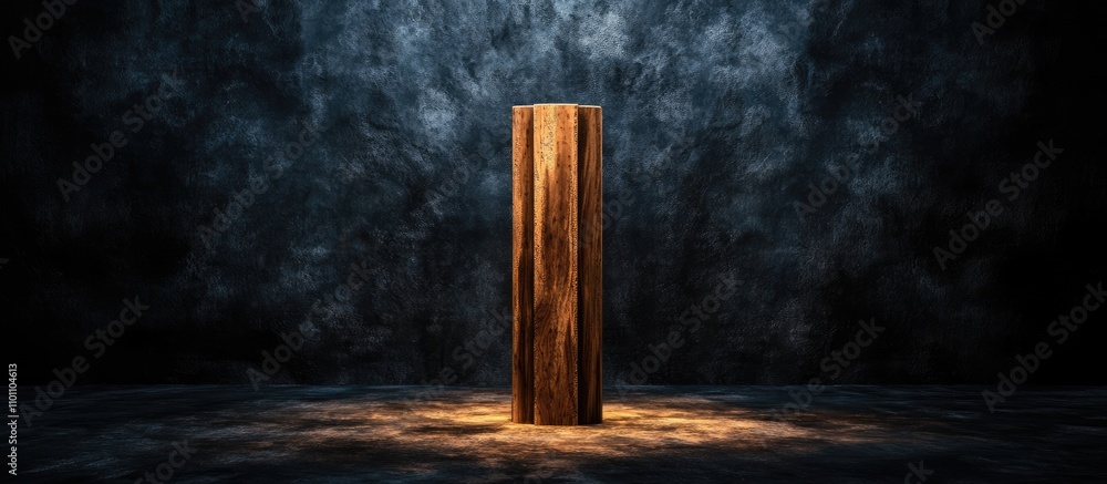 Poster wooden column formwork illuminated in a dark environment showcasing construction and formwork techno