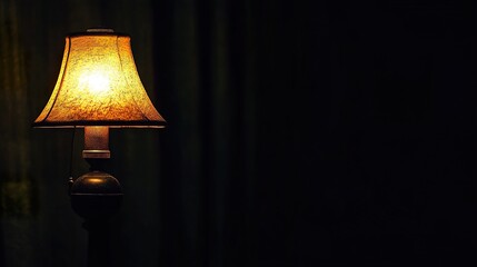 Illuminating the Darkness: A Warm Glow from a Vintage Table Lamp