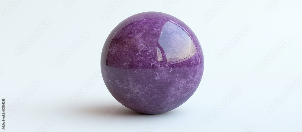 Poster purple marble sphere on a clean white background showcasing smooth texture and vibrant color ideal f