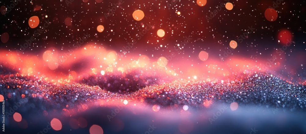 Poster abstract festive background with shimmering glitter and bokeh lights creating a magical christmas at