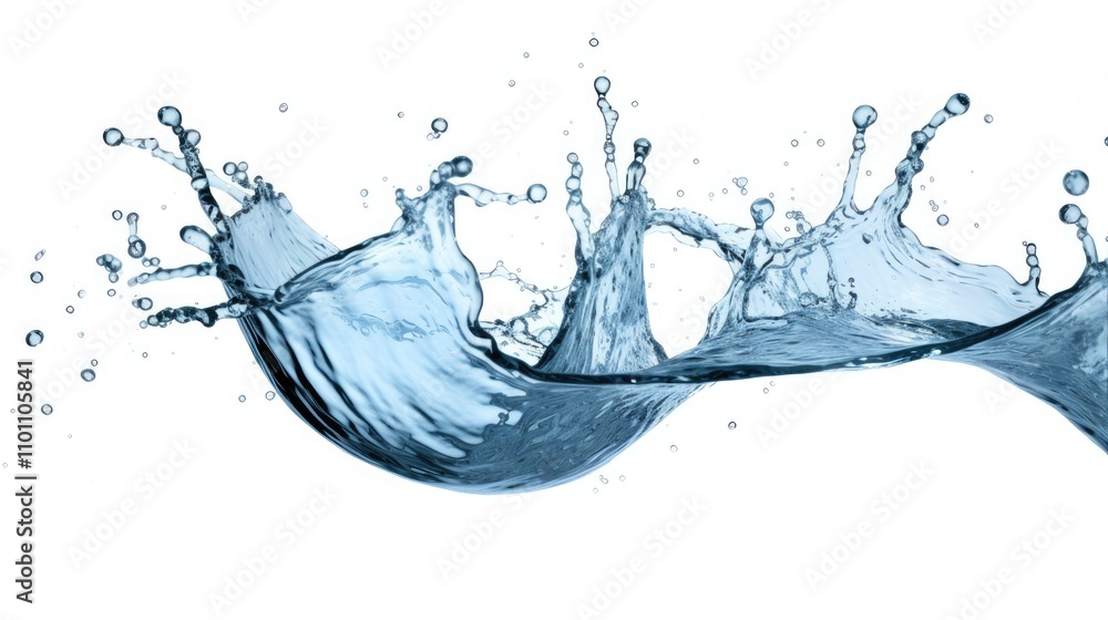Poster dynamic water splash creating an elegant wave pattern against a clean white background perfect for d