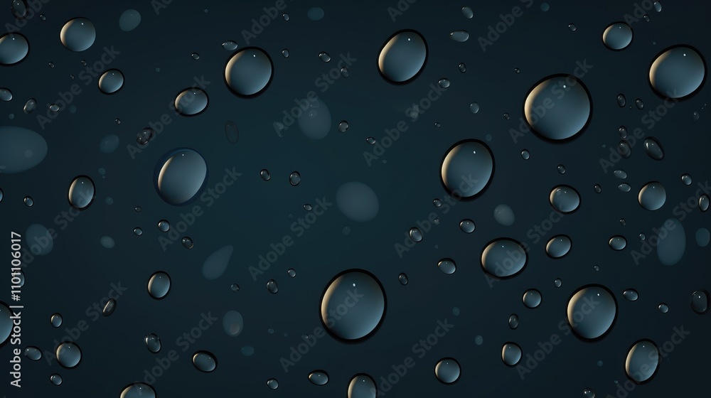 Poster water droplets on a dark background creating a serene texture and design template for creative proje