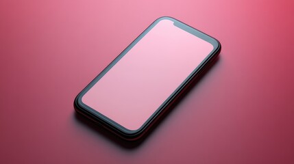 Modern smartphone with blank display on vibrant red background ideal for showcasing app designs or digital content concepts