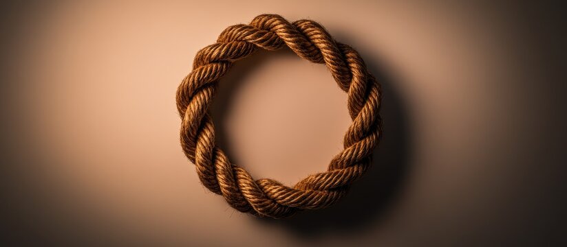Circular rope on a minimalist white background showcasing design principles and the essence of simplicity in art and decoration.