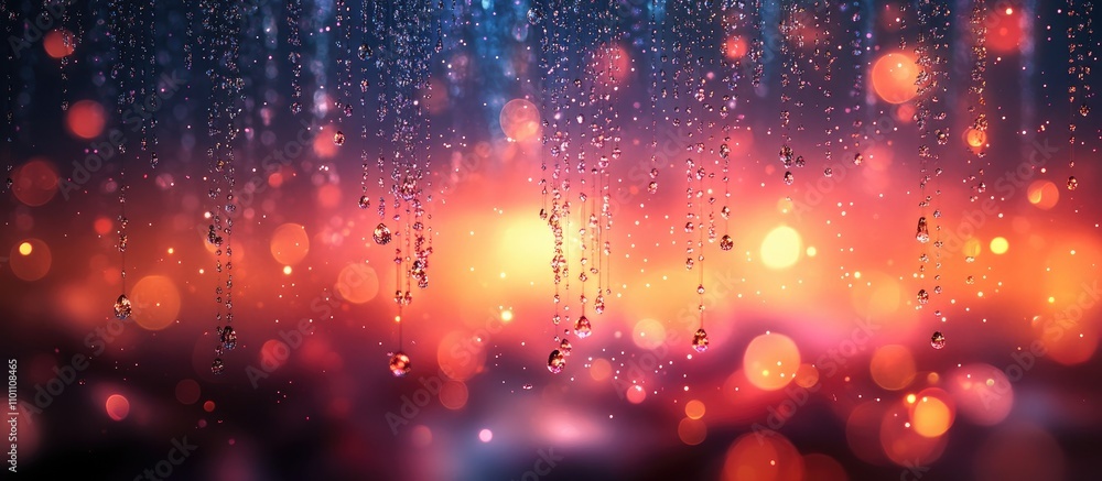 Poster soft blurred background with rain droplets and colorful bokeh lights creating a dreamy and magical a