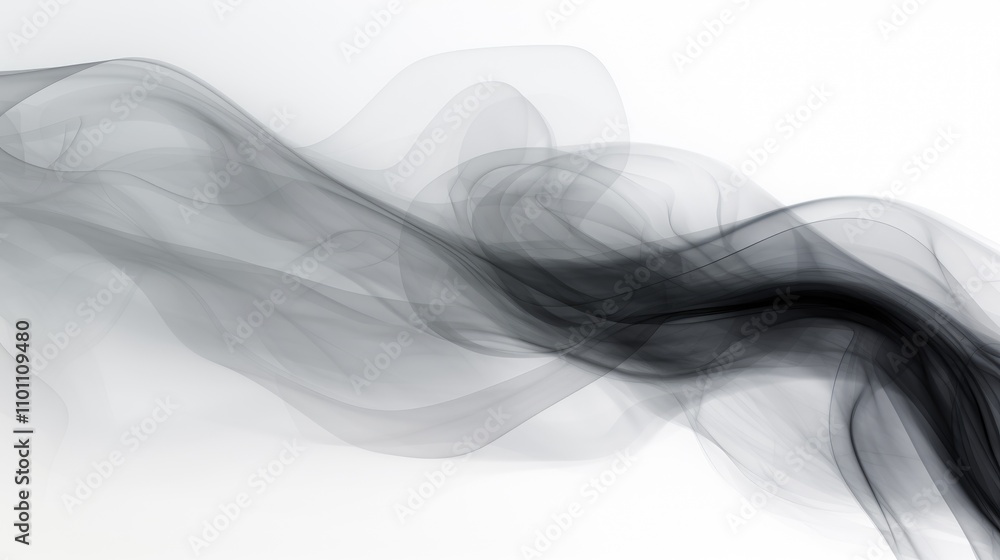 Aufkleber abstract flowing smoke texture in black against a clean white background design for artistic and cre