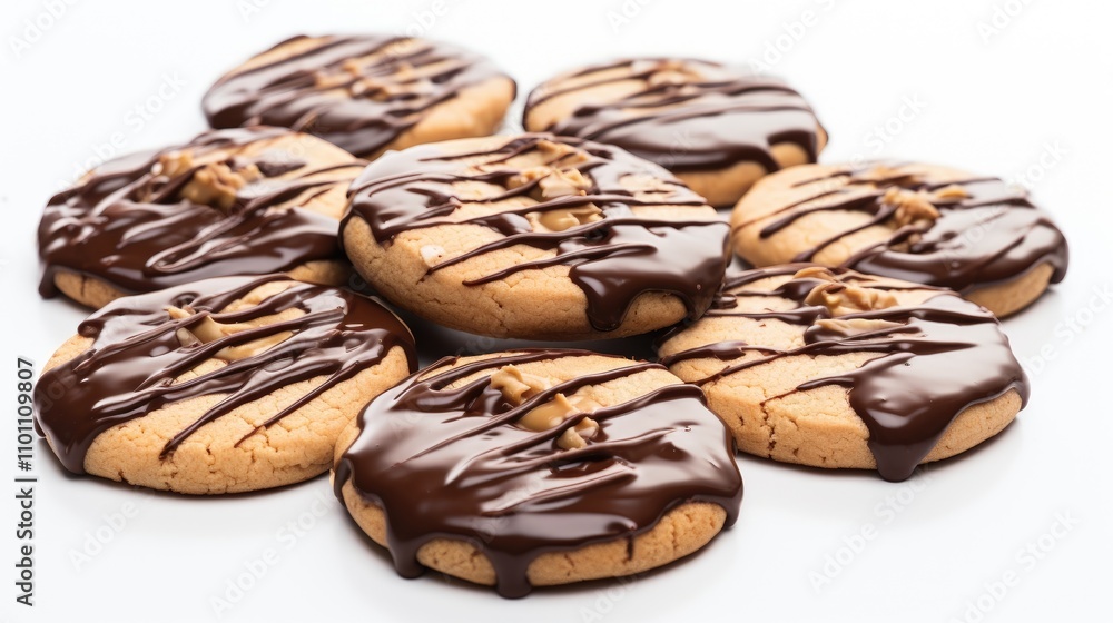 Aufkleber chocolate glazed cookies arranged neatly on a white background creating an appealing dessert display