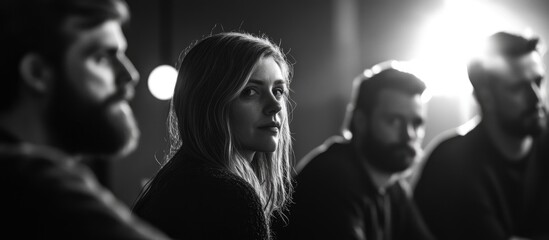 Collaborative Design Team in Black and White Focused on User Experience and Mobile Application Development in a Creative Workspace