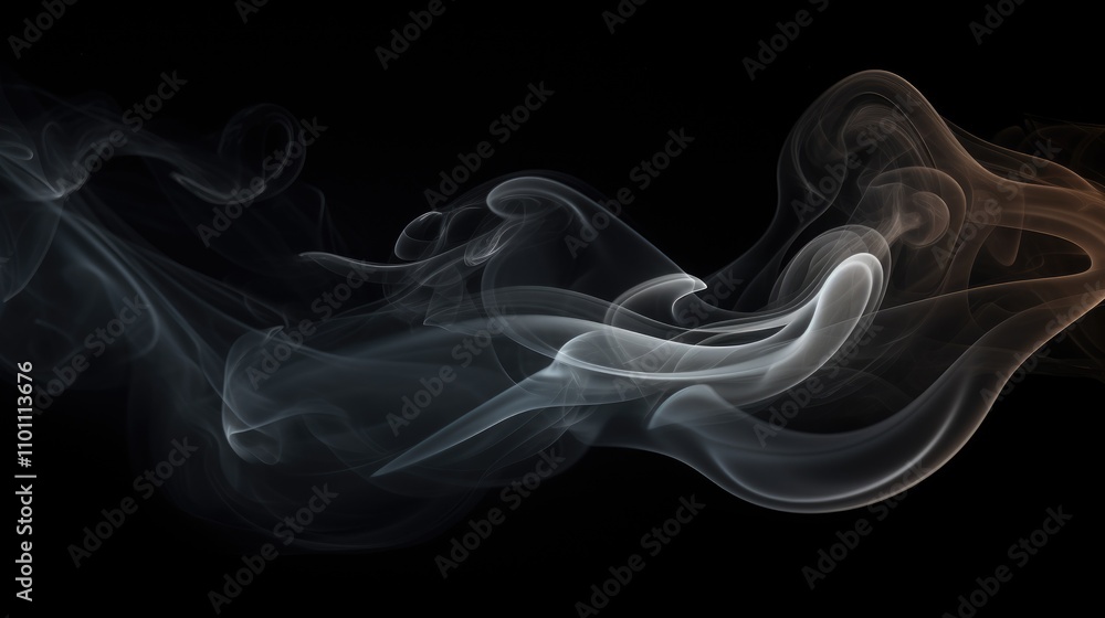 Poster abstract swirling smoke patterns on a black background creating an ethereal and captivating visual e
