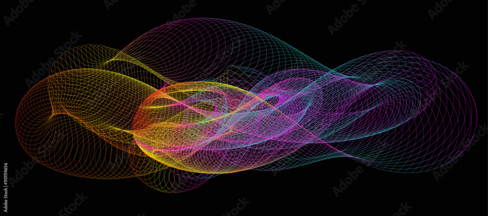 Poster moving colorful rainbow lines waves. abstract background for design.