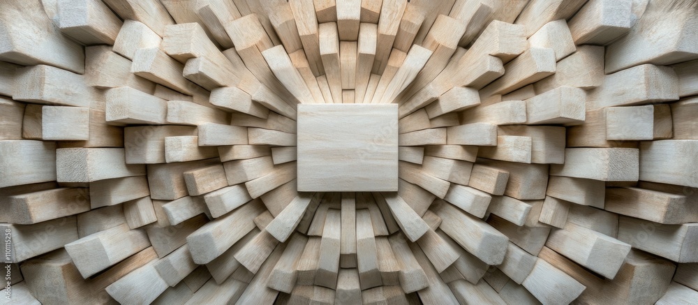Poster abstract arrangement of wooden boxes creating geometric patterns with parallel lines showcasing mini