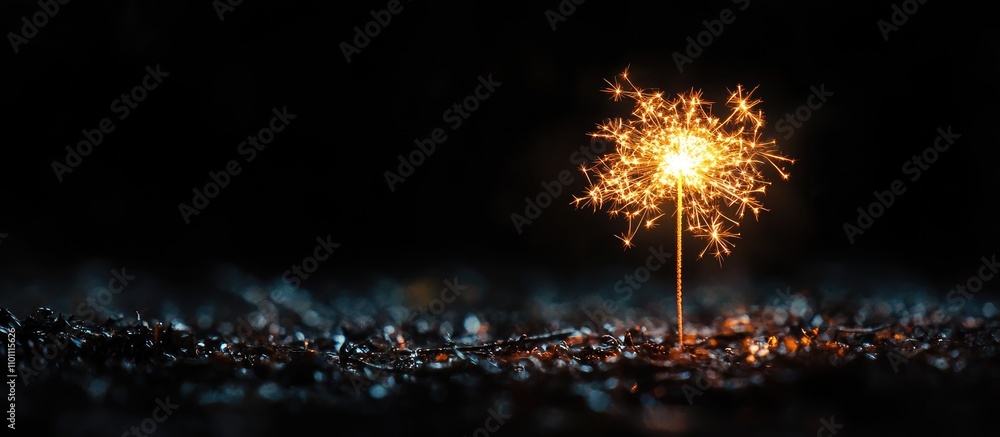 Aufkleber Dazzling sparkler illuminating a dark surface with vibrant sparks creating a festive atmosphere for celebrations and events