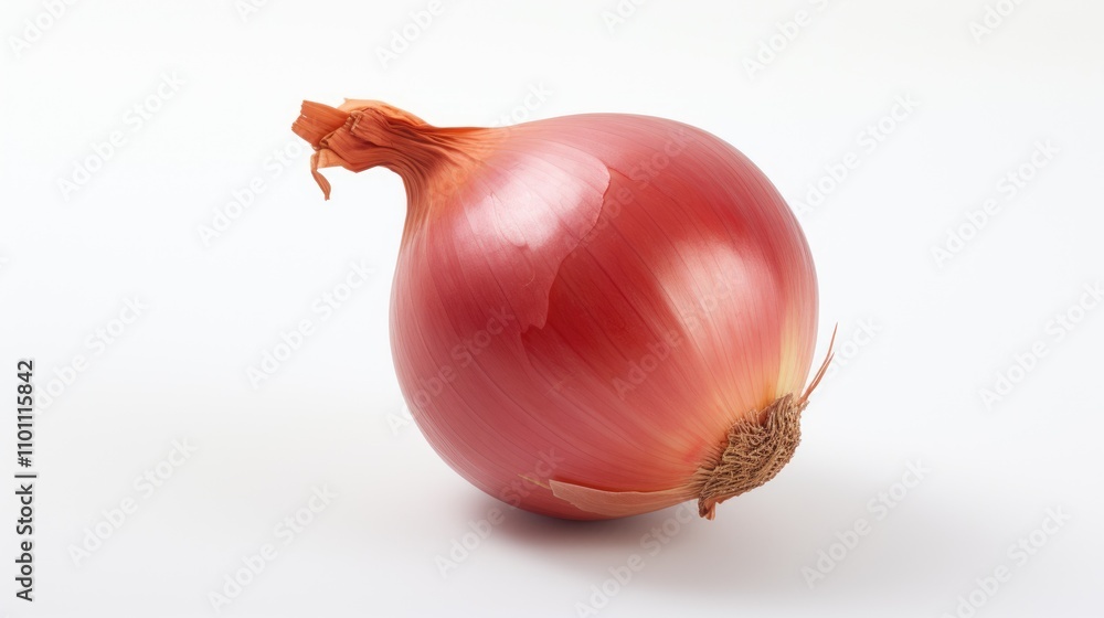 Poster fresh red onion isolated on a clean white background showcasing its smooth texture and vibrant color