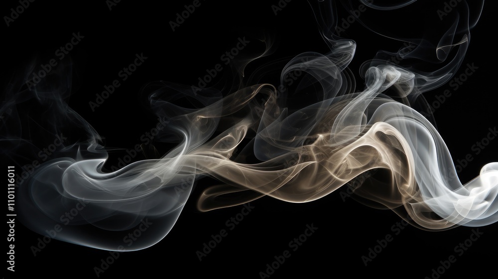 Poster Abstract smoke patterns gracefully flowing against a dark background creating an ethereal and mystical atmosphere for creative projects