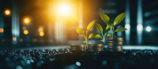 Fototapeta premium Strategies for Emission Reduction and Sustainable Growth with Financial Investments and Green Initiatives in Business Development
