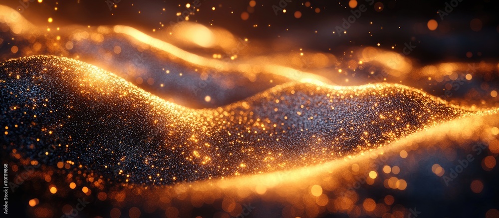 Poster glittering gold background with shimmering light effect and textured waves capturing elegance and lu