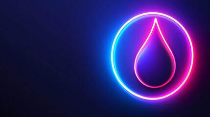 A vibrant neon droplet icon surrounded by a glowing circle, set against a dark background, evoking a modern, tech-inspired aesthetic.