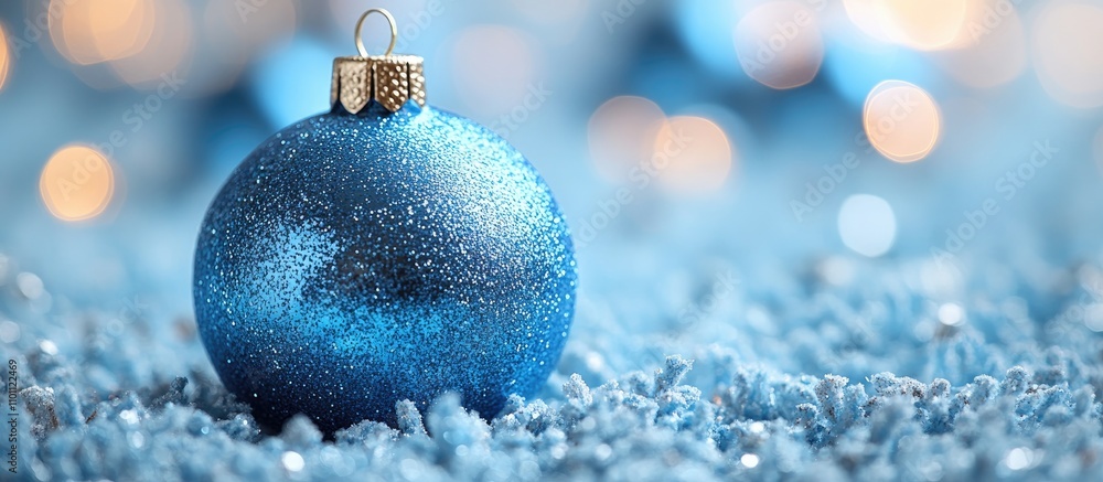 Fototapete blue christmas tree ornament with shimmering texture on a soft surface creating a festive holiday at