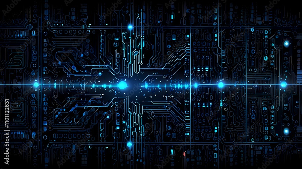 Poster dark blue color light abstract pixels technology background for computer graphic website internet. c
