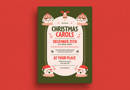 Retro Green Christmas Carols Event Flyer
