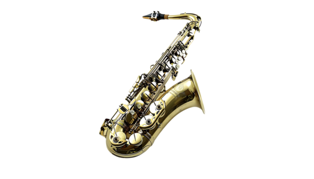 Golden Saxophone Melody: A gleaming alto saxophone, poised and ready to serenade.  Its brassy tones seem to echo in the air, ready for a soulful performance. 