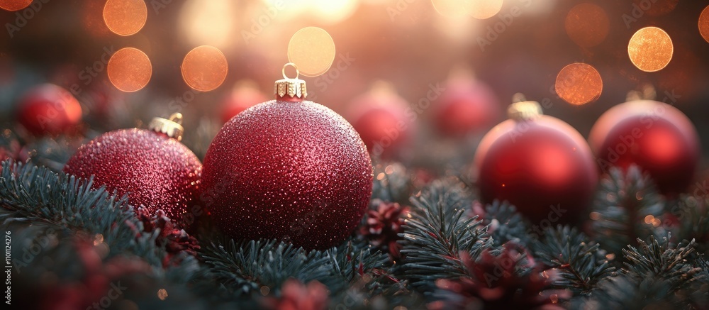 Aufkleber festive christmas ornaments with bokeh lights creating a warm holiday atmosphere and showcasing seas