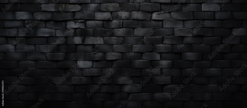 Poster Textured black brick wall background for use in design projects, presentations, and art with a modern and elegant feel.