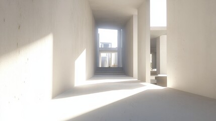 Fototapeta premium Luminous and Serene Interior Space with Window and Natural Light