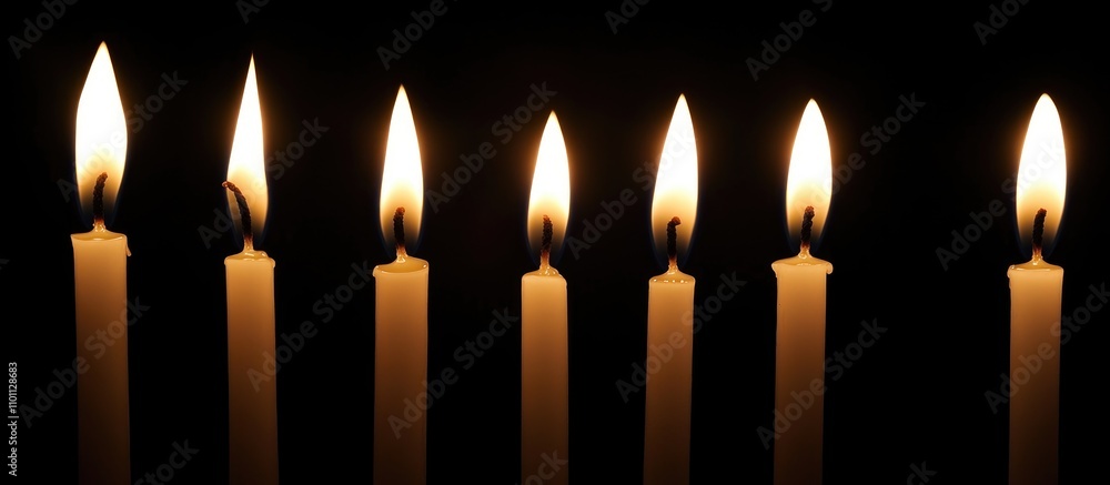 Poster elegant burning candles arranged in a row creating a warm and festive atmosphere for holiday celebra