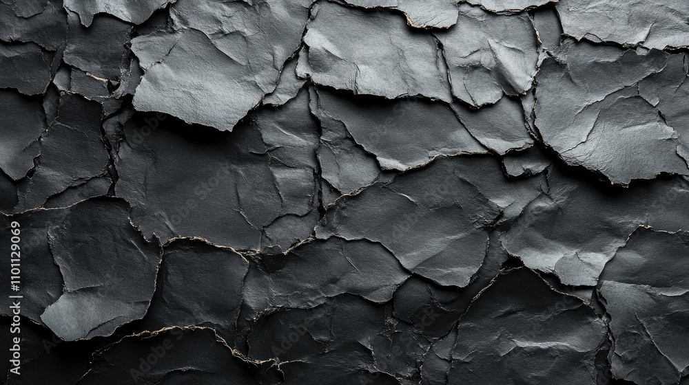 Poster textured black torn paper collage close up vintage worn backdrop showcasing intricate layers of pape