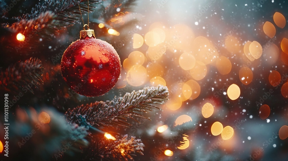 Aufkleber festive christmas tree adorned with decorative lights and ornaments creating a warm holiday atmosphe